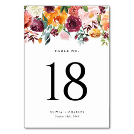 Watercolor Autumn Blooms Garland Fall bröllop Bordsnummer