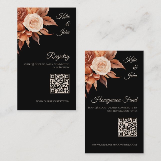 Watercolor Autumn Elegance- Bröllop Registry- Visitkort (Fram/baksida)