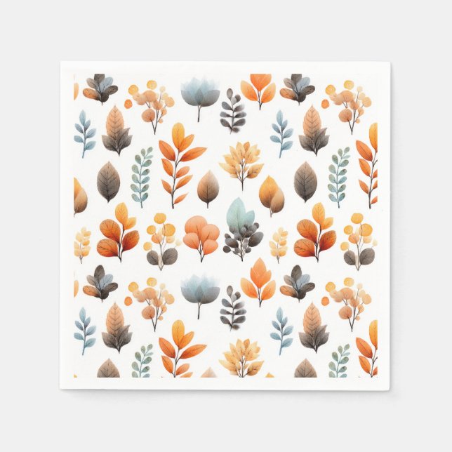Watercolor Autumn Foliage Botanical Thanksgiving Pappersservett (Framsidan)