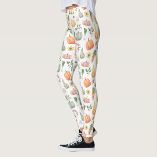 Watercolor Autumn Harvest Mönster Leggings