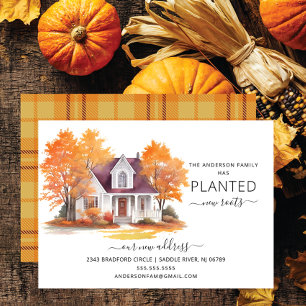 Watercolor Autumn House Flytta Notification Inbjudningar