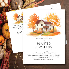 Watercolor Autumn House Flytta Notification Vykort