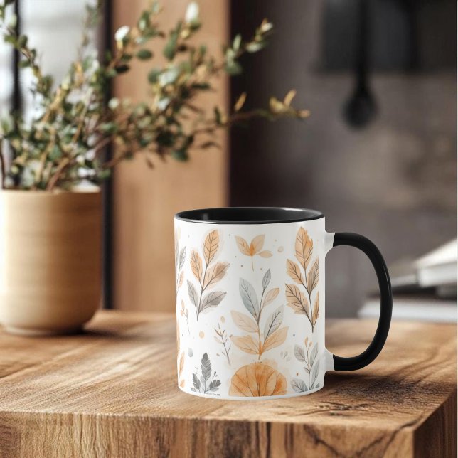 Watercolor Autumn Leaves-Minimal Boho Botanicalart Mugg (Skapare uppladdad)