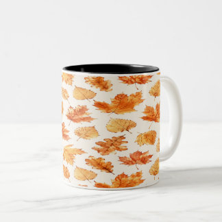 Watercolor Autumn Leaves Mug Två-Tonad Mugg