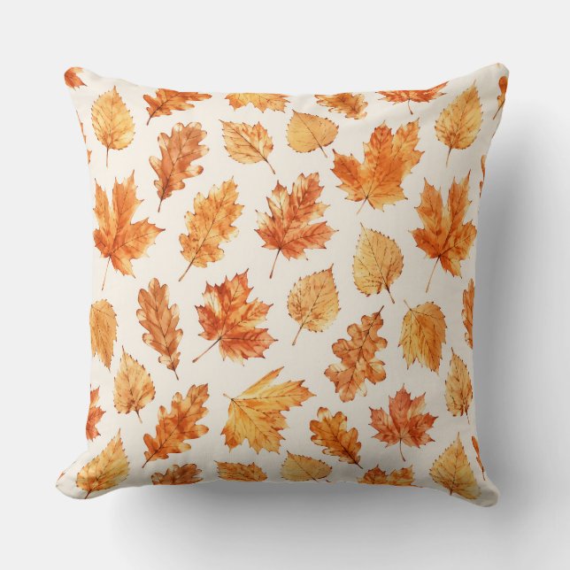 Watercolor Autumn Leaves Pillow Kudde (Framsida)
