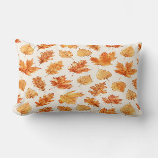 Watercolor Autumn Leaves Pillow Lumbarkudde