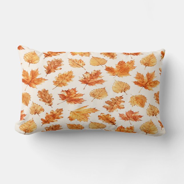 Watercolor Autumn Leaves Pillow Lumbarkudde (Framsida)