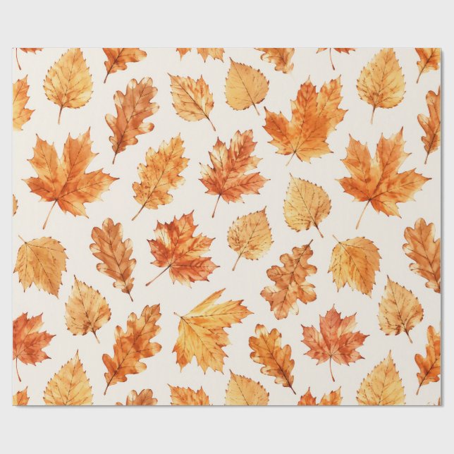 Watercolor Autumn Leaves Wrap Presentpapper (Platt)