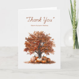 Watercolor Autumn Träd med Pumpkins Kort