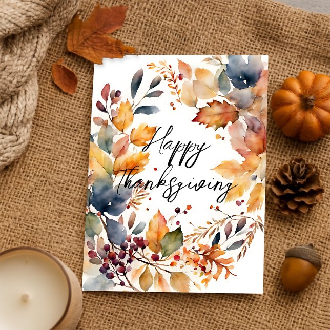 Watercolor Autumn WAN Happy thanksgiving Vykort (Skapare uppladdad)