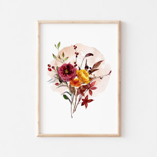 Watercolor Autumn Wildblomma Poster