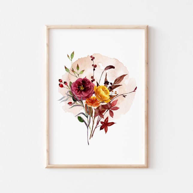 Watercolor Autumn Wildblomma Poster (Skapare uppladdad)