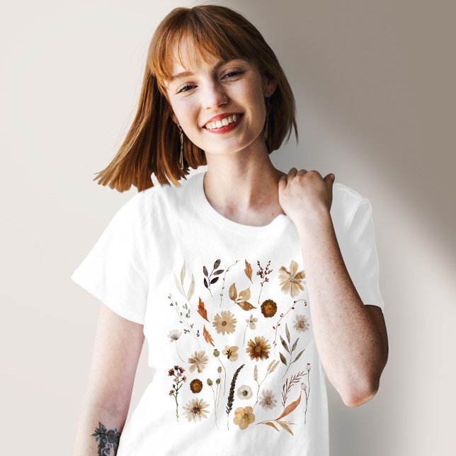 Watercolor Autumn Wildblommor T Shirt (Skapare uppladdad)
