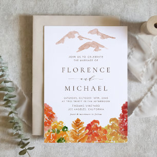 Watercolor Autumn Woodlands Fall Wedding Inbjudningar