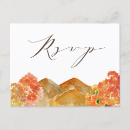 Watercolor Autumn Woodlands Fall WedOSA Vykort
