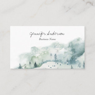 Watercolor Äventyr Woodland Gräs Forest Visitkort