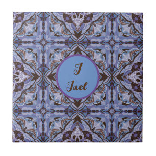 Watercolor Azulejo Lila Spain Personlig Kakelplatta