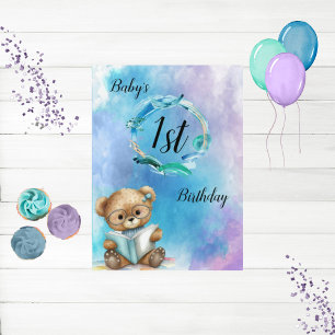 Watercolor Baby 1st Birthday Card Julkort
