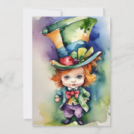 Watercolor Baby Alice i Wonderland Greeting Card Julkort