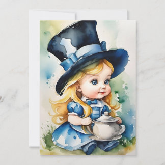 Watercolor Baby Alice i Wonderland Julkort