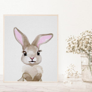 Watercolor Baby Bunny Unge Nursery Child Woodland Poster