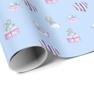 Watercolor Baby Elephant Baby Shower Gift-figursät Presentpapper