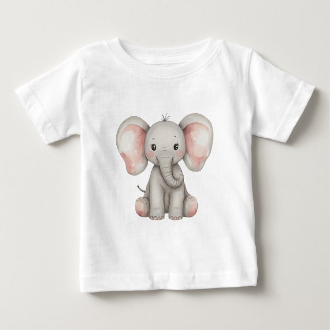 Watercolor Baby Elephant T Shirt (Framsida)