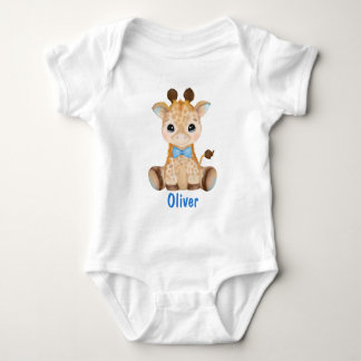 Watercolor Baby Giraffe Blue Boy T Shirt