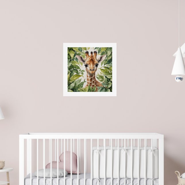 Watercolor Baby Giraffe Poster (Barnkammare 2)