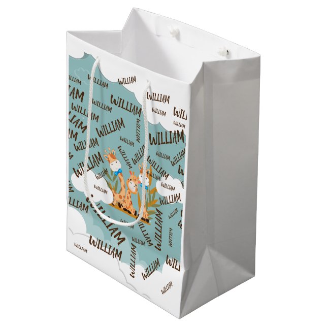 Watercolor Baby Giraffe, Safari Animals Birthday (Framsidan Vinklad)