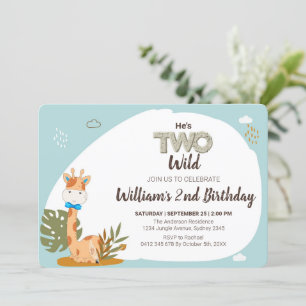 Watercolor Baby Giraffe, Safari Animals Birthday Inbjudningar