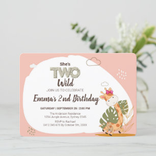 Watercolor Baby Giraffe, Safari Animals Birthday Inbjudningar