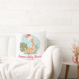 Watercolor Baby Giraffe, Safari Animals Birthday Kudde