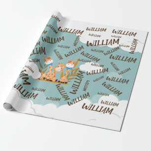 Watercolor Baby Giraffe, Safari Animals Birthday Presentpapper