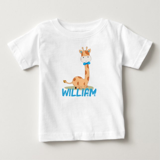 Watercolor Baby Giraffe, Safari Animals T Shirt (Framsida)