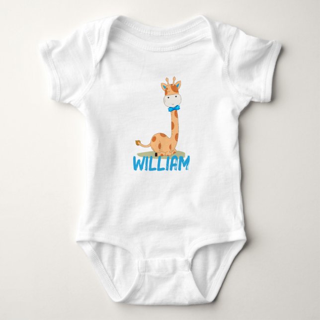 Watercolor Baby Giraffe, Safari Animals T Shirt (Framsida)