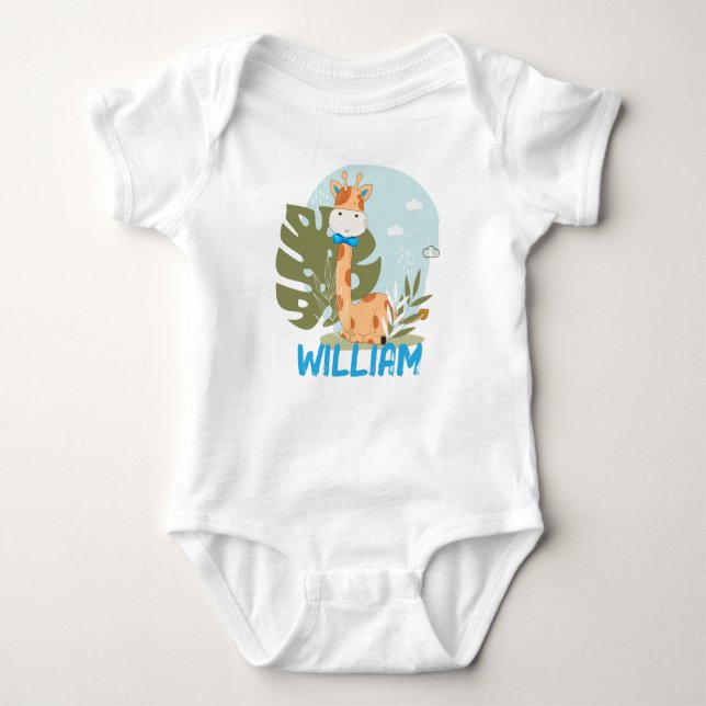 Watercolor Baby Giraffe, Safari Animals T Shirt (Framsida)