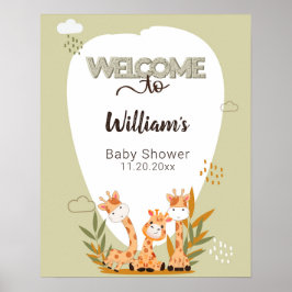 Watercolor Baby Giraffe,Welcome to Baby Shower Poster
