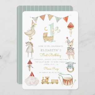 Watercolor Baby Mushroom Whimsical First Birthday Inbjudningar
