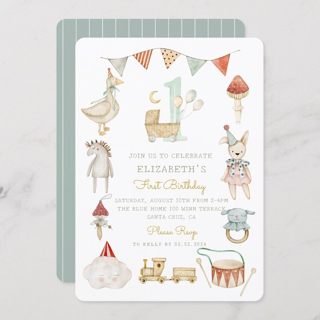 Watercolor Baby Mushroom Whimsical First Birthday Inbjudningar (Skapare uppladdad)
