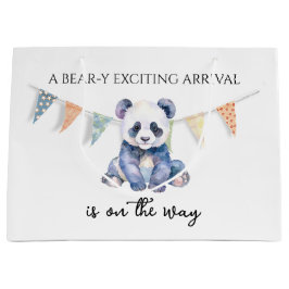 Watercolor baby panda med buntning av flaggor