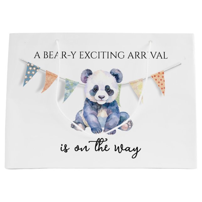 Watercolor baby panda med buntning av flaggor (Framsidan)