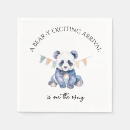 Watercolor baby panda med buntning av flaggor pappersservett