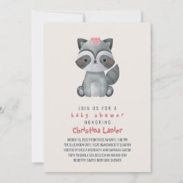 Watercolor Baby Raccoon Cute Whimsical Flicka Inbjudningar