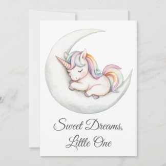 Watercolor Baby Rainbow Unicorn Crescent Måne Inbjudningar