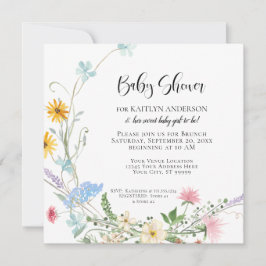Watercolor Baby Shower för Wildblommor Inbjudningar