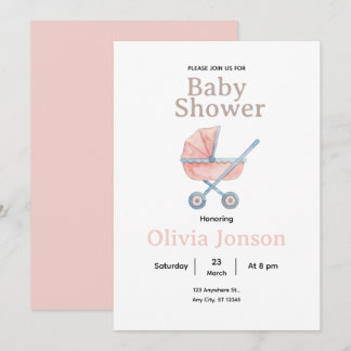 Watercolor Baby Shower Invitation, Inbjudningar