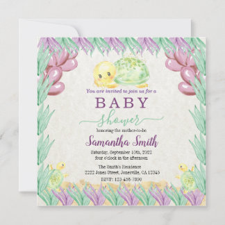 Watercolor Baby Turtle Inbjudningar