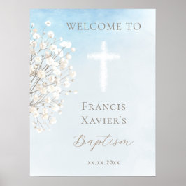 watercolor baby's breath | Baptism baby boy Poster