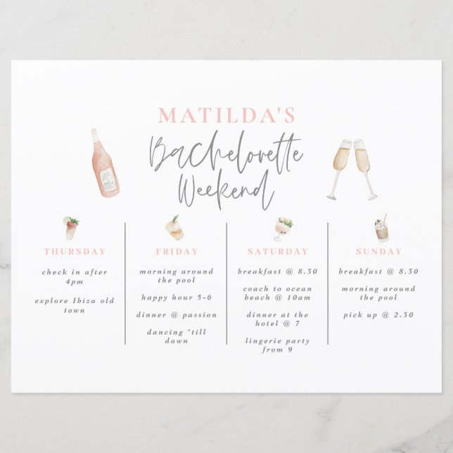 Watercolor Bachelorette helg (Framsida)
